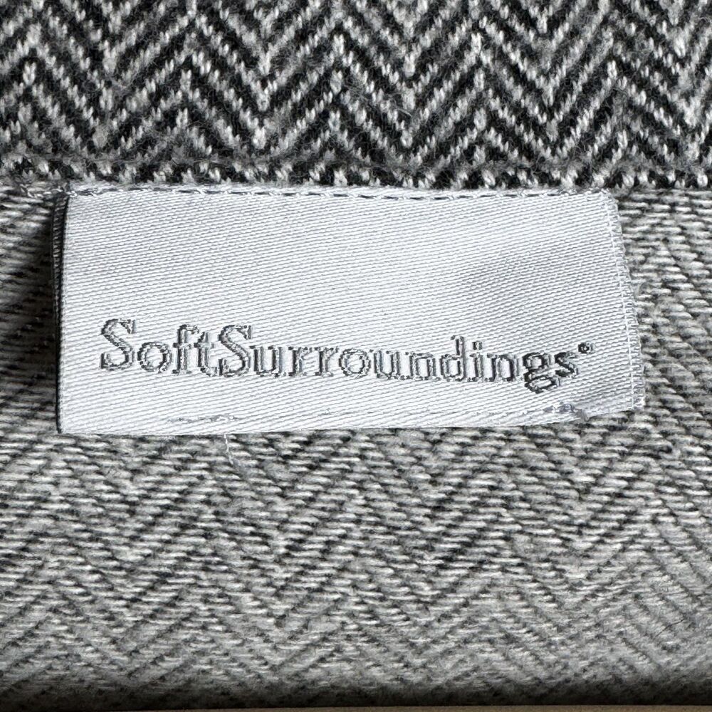 Soft Surroundings Shacket Womens Large Gray Herringbone Button Front‎ Jacket Top - Picture 8 of 13